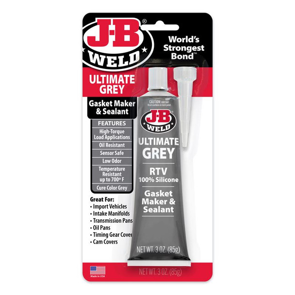 J-B Weld Gray Silicone Sealant 3 oz - High-Temperature Gasket Sealant for Steel Surfaces