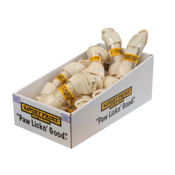Savory Prime Rawhide Knot Bone for Large Adult Dogs, 8-9 Inches