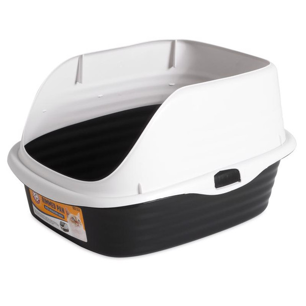 Arm & Hammer Rimmed Litter Pan with Multicolored Design – Durable Plastic Cat Litter Box
