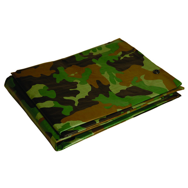 Foremost Dry Top Camouflage Poly Tarp 12 x 16 Feet – Medium Duty Water-Resistant Cover
