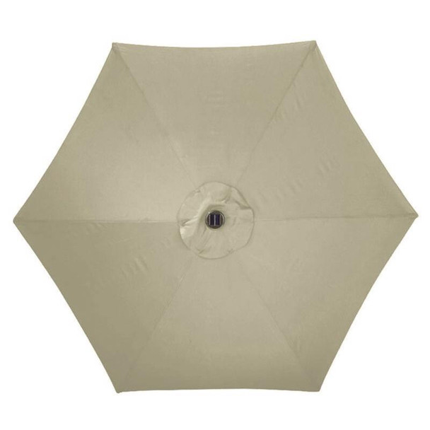 Living Accents Solar LED Market Umbrella with 9' Taupe Canopy and Tiltable Aluminum Pole