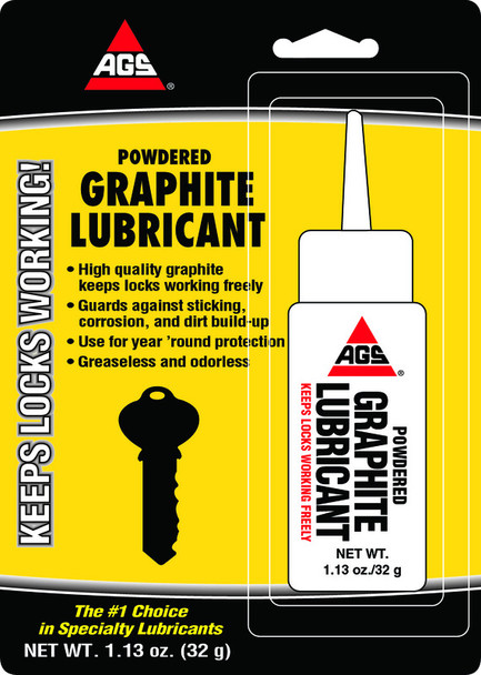 AGS MZ-5 Graphite Powder Lubricant - 1.13 oz, General Purpose Dry Lube for Automotive and Household Use