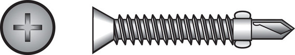 HILLMAN Teksc PH FH No. 10 Self-Drilling Sheet Metal Screws - 1-7/16 inch, Zinc-Plated, Box of 100