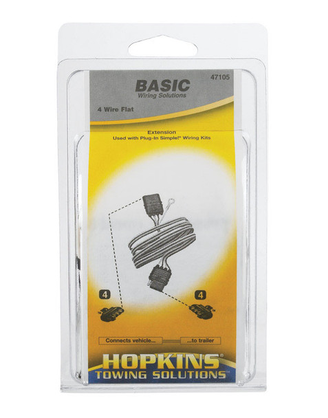 Hopkins 47105 4 Flat Trailer Wiring Extension - 32 Inch Length, Corrosion Resistant, ABS Plastic Connector
