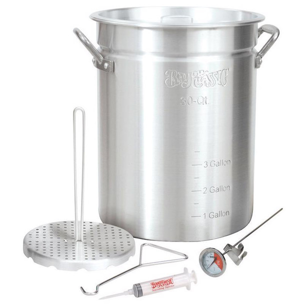 Bayou Classic 30 Quart Turkey Fryer Pot - Heavy Duty Aluminum with Casters and Safety Features