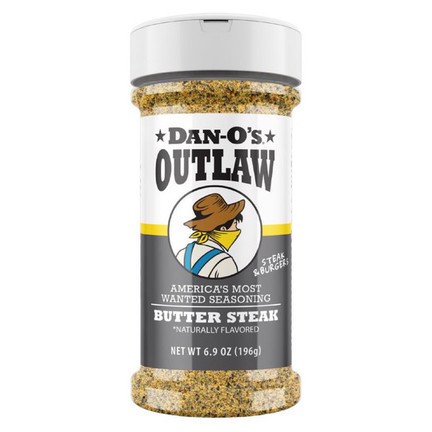 Dan-O's Outlaw Butter Steak BBQ Seasoning, 6.9 oz Bottle – Perfect for Grilling and Smoking