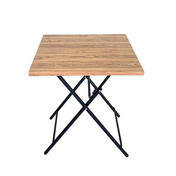 Living Accents Steel Folding Side Table, 24-Inch Square, Weather-Resistant Metal Top in Beige