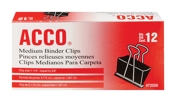 BINDER CLIPS 12PK MED