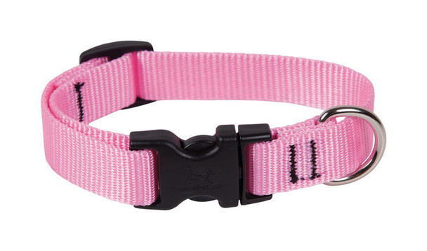 LupinePet Dog Collar, Pink, Adjustable 9-14 inches, Durable Nylon Construction