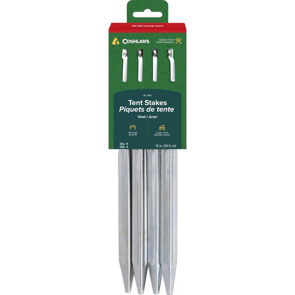 Coghlan's 12-Inch Steel Tent Stakes – Pack of 4 for Secure Camping Setup
