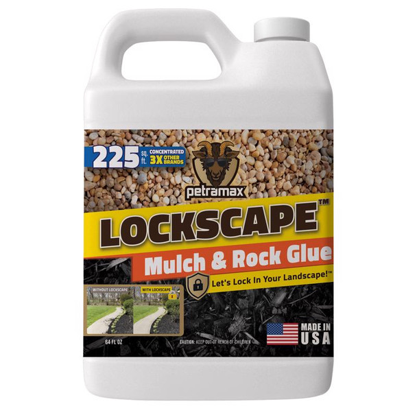 Petramax Lockscape Mulch Adhesive, 64 oz Bottle – Controls Moisture and Promotes Long-Lasting Mulch Coverage