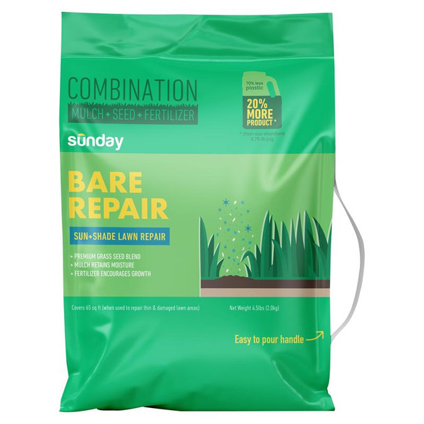 Sunday Bare Repair Tall Fescue Grass Fertilizer - 4.5 lb Bag for Medium Lawns