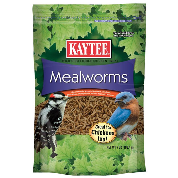 Kaytee Bluebird Mealworms Pouch - 7 oz Bird Food for Bluebirds and Wild Birds