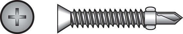 HILLMAN Self-Drilling Screws with Wings, No. 10, 1 Inch Length, Zinc-Plated Steel, Pack of 100