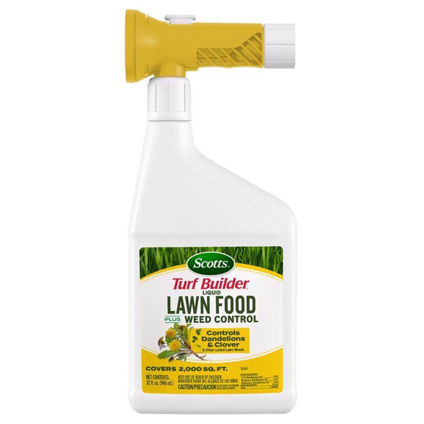 Scotts Lawn Food Weed & Feed for Small Lawns – 32 oz Hose End Spray Bottle, Covers 2,000 sq ft