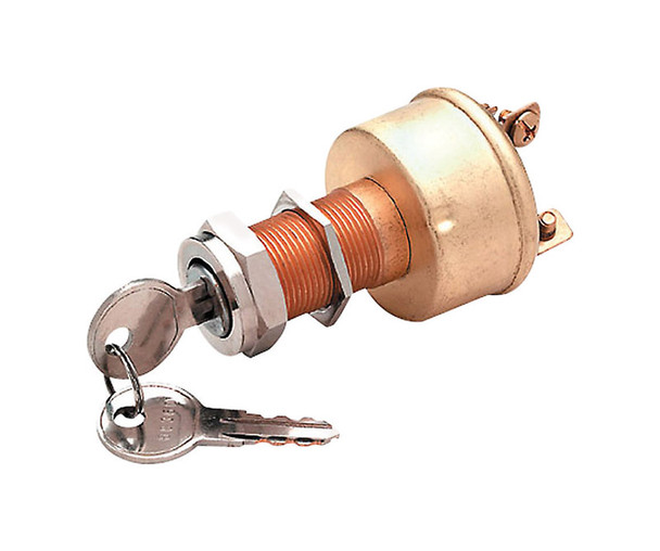 Seachoice Heavy Duty Marine Ignition Switch - 3 Position, 12V, Brass Construction