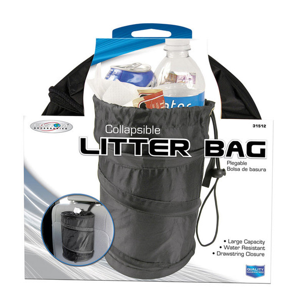 Custom Accessories Collapsible Trash-It Bag for Vehicles, Black