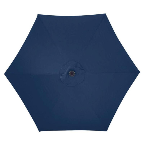 Living Accents Solar LED Market Umbrella with Navy Blue Canopy and Tiltable Aluminum Pole
