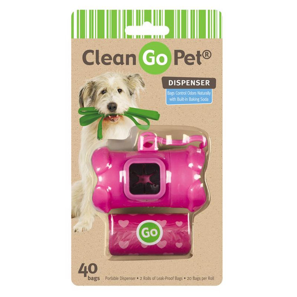 Clean Go Pet Pink Dog Waste Bag Dispenser - Durable Plastic & Convenient Design