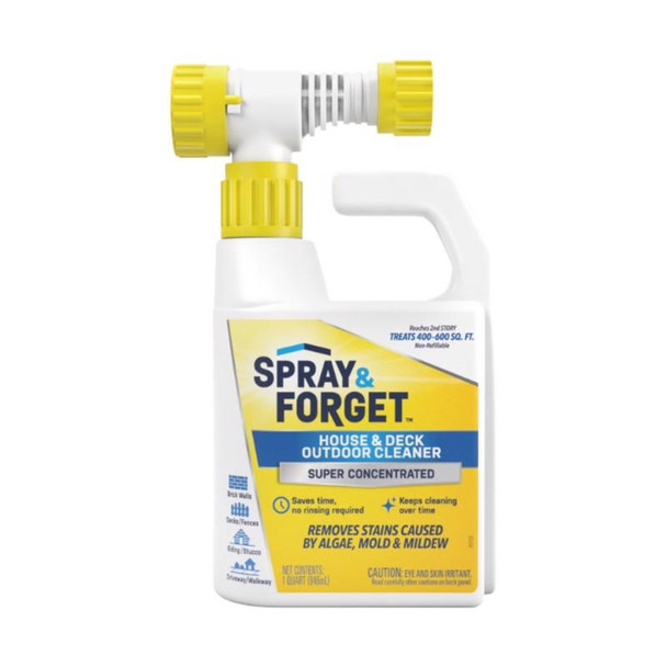 Spray & Forget House and Deck Cleaner 32 oz – Mildew and Mold Remover for Siding, Brick, Stucco, and More