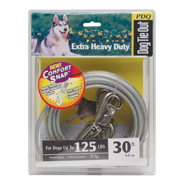 DOG TIE OUT 30' SLVR XL