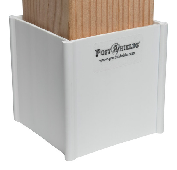 Post Shields Inc. White PVC Fence Post Protection, 4 x 4 Inches