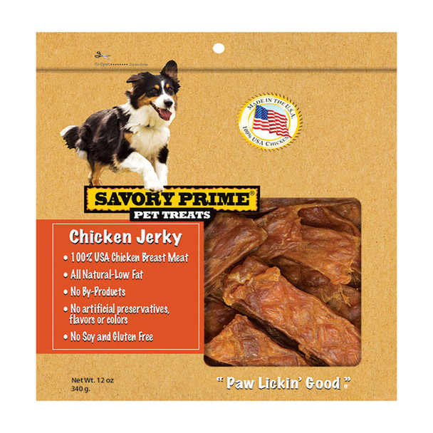 Savory Prime Chicken Jerky Dog Treats - Grain Free, Gluten Free, 12 oz