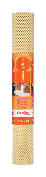 Con-Tact Grip Premium Vinyl Shelf Liner - 20 Inch x 4 Feet, Almond