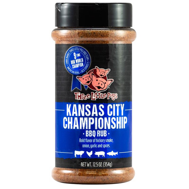 Three Little Pigs Kansas City Championship BBQ Rub, 12.5 oz shaker can – Authentic USA-made seasoning for savory grilled dishes