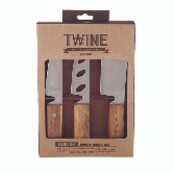 TWINE Country Home Rustic Cheese Knife Set - 3-Piece Acacia Wood Cutting Set