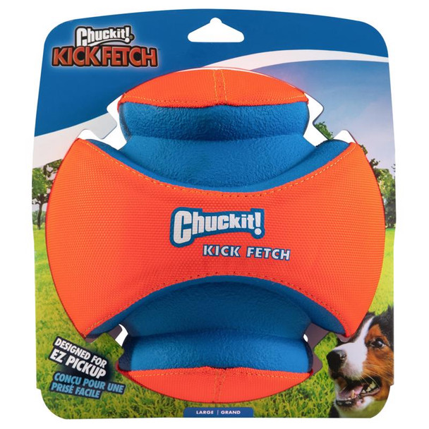 Chuckit! Large Kick Fetch Ball Dog Toy - Durable Rubber, Blue & Orange