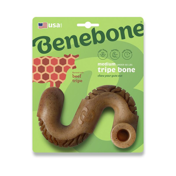 Benebone Chew Dog Toy Medium Tripe Bone for Dogs