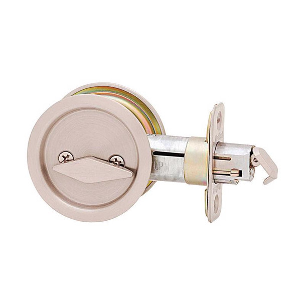 Kwikset Bed/Bath Pocket Door Lock with Satin Nickel Finish - Model 93350-024