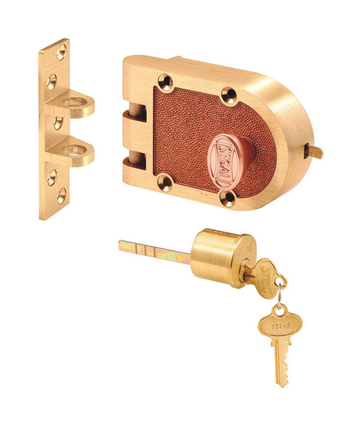 Prime-Line Jimmy Proof Deadbolt with Brushed Brass Finish, Model SE15326