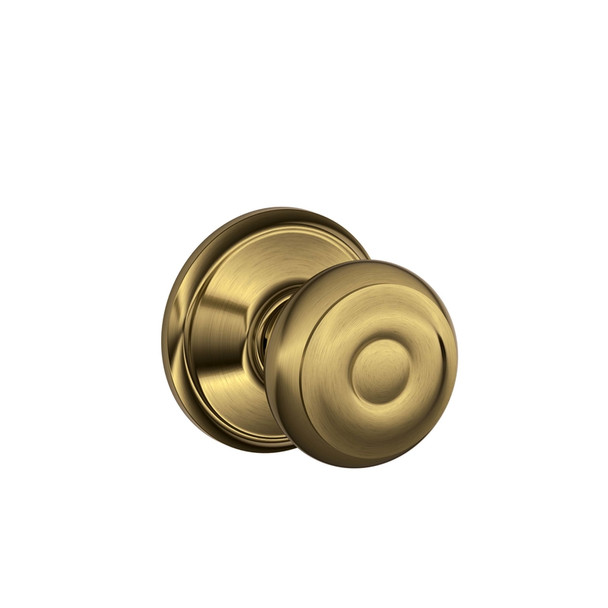 Schlage Passage Georgian Antique Brass Lockset F10GEO609 for Indoor Doors