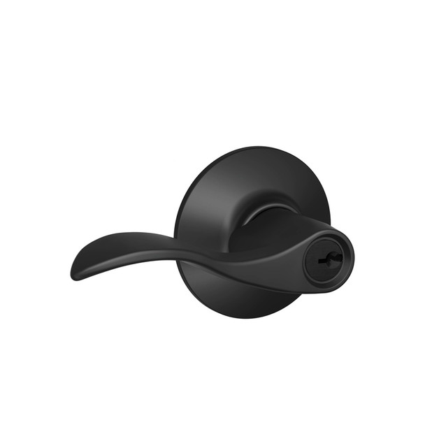 Schlage F51ACC622K4 Accent Entry Lever in Matte Black - Ideal for Residential and Commercial Doors