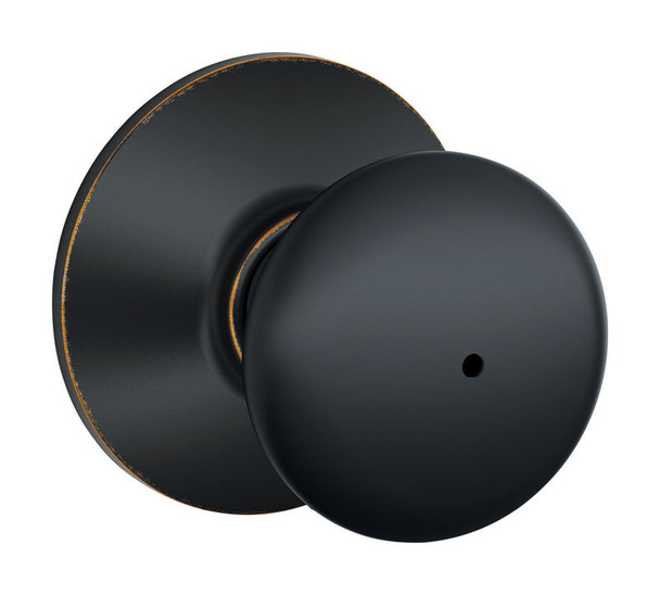 Schlage Plymouth Privacy Knob in Aged Bronze, Part Number F40PLY716