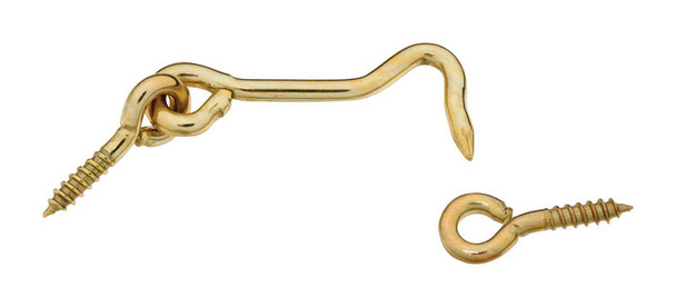 National Hardware N118-117 Brass 2-Inch Hook and Eye for Secure Attachments
