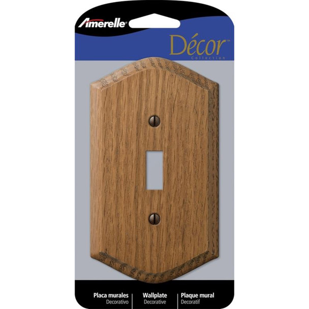 Amerelle Country Oak Wood Wall Plate with Single Toggle Switch Opening