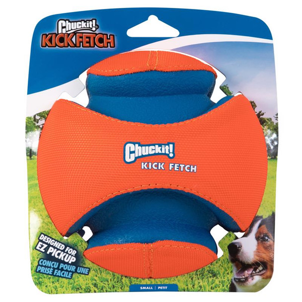 Chuckit! Small Kick Fetch Ball Dog Toy - Blue and Orange Rubber Play Ball for Dogs