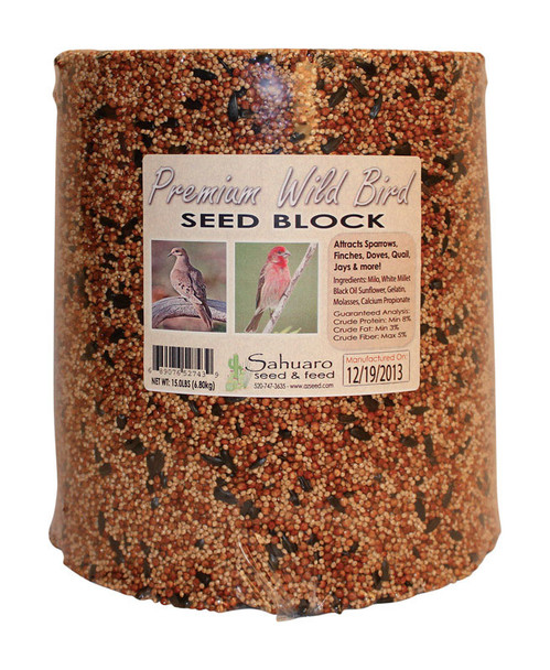 Sahuaro Seed Jumbo Bird Seed Block 15 lb - Assorted Species Bird Food with Millet, Milo, and Black Oil Sunflower