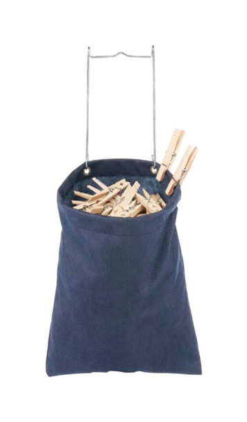 Whitmor Clothes Pin Bag in Navy - Collapsible Polyester Laundry Organizer with Handle