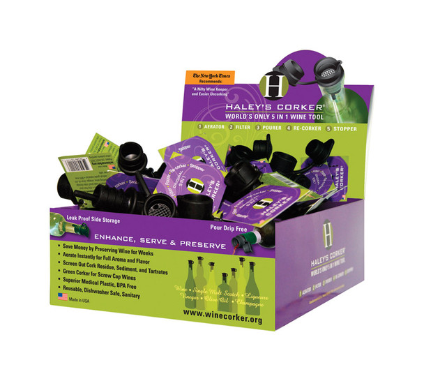 Haley's Corker 5-in-1 Wine Bottle Tool - Versatile Corkscrew and Pourer in Black
