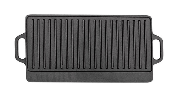 Bene Casa Cast Iron Reversible Griddle with Heat-Resistant Handles – 15 x 9-1/2 inches