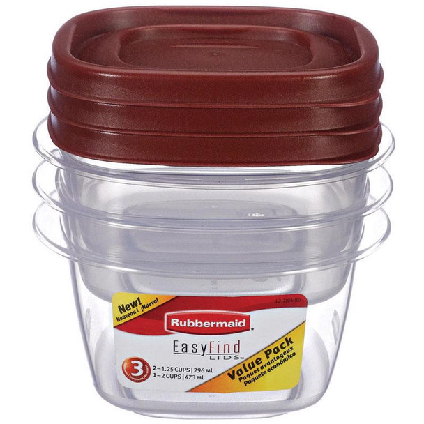 Rubbermaid Easy Find Lid 6-Piece Food Storage Container Set with Red Lids