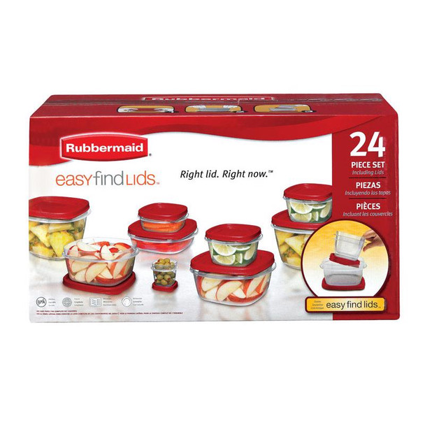 Rubbermaid Easy Find Lids Food Storage Container Set - 24-piece, Square, BPA-Free, Microwave & Dishwasher Safe