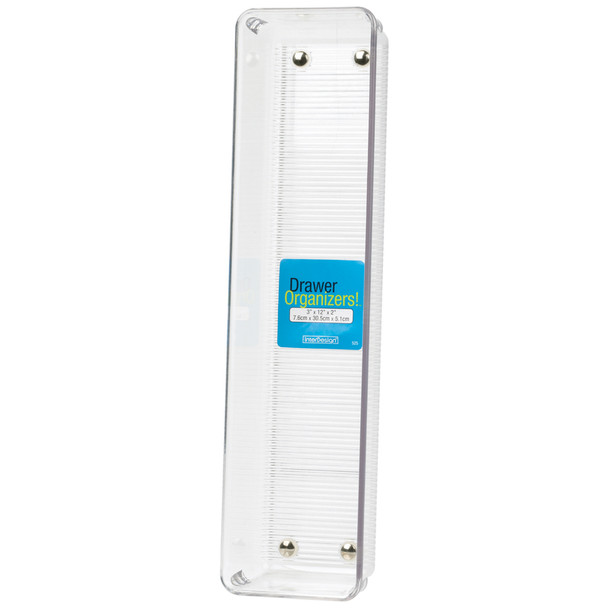 iDesign Linus Clear Drawer Organizer - 3x12x2 Inches for Kitchen Storage