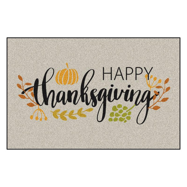 FANMATS Happy Thanksgiving Indoor Door Mat - 2 ft. x 3 ft. Nylon with Non-Slip Latex Backing