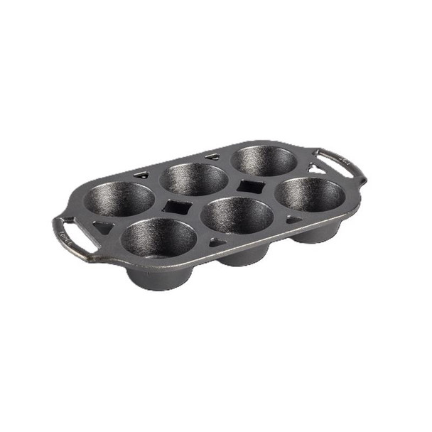 Lodge Cast Iron Muffin Pan with Lid – 12-Cup Nonstick Bakeware in Gray
