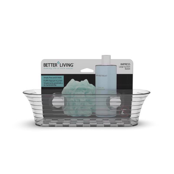 Better Living Suction Shower Basket in Gray - Convenient Bathroom Storage Solution